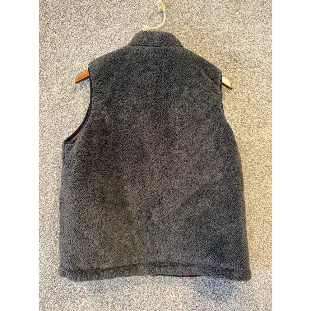 Buffalo David Bitton Vest‎ Womens L Red Black Plaid Reversible Fleece Full Zip